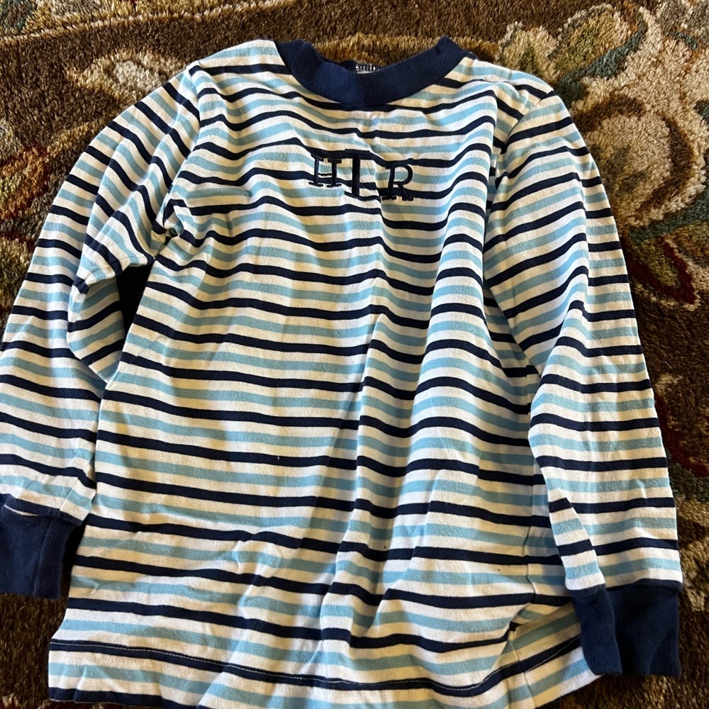 Striped Long Sleeve Kids Tee - Blue and White HLR